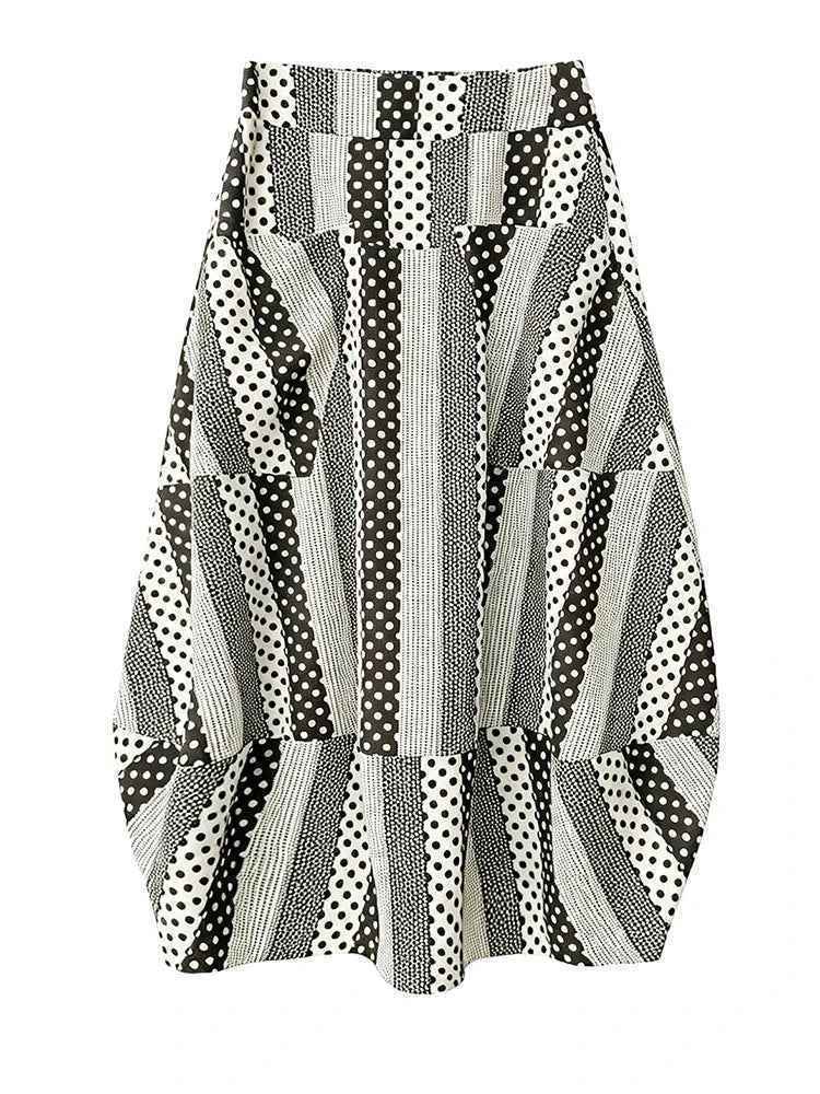 Unique Dot Striped A-Line Skirt