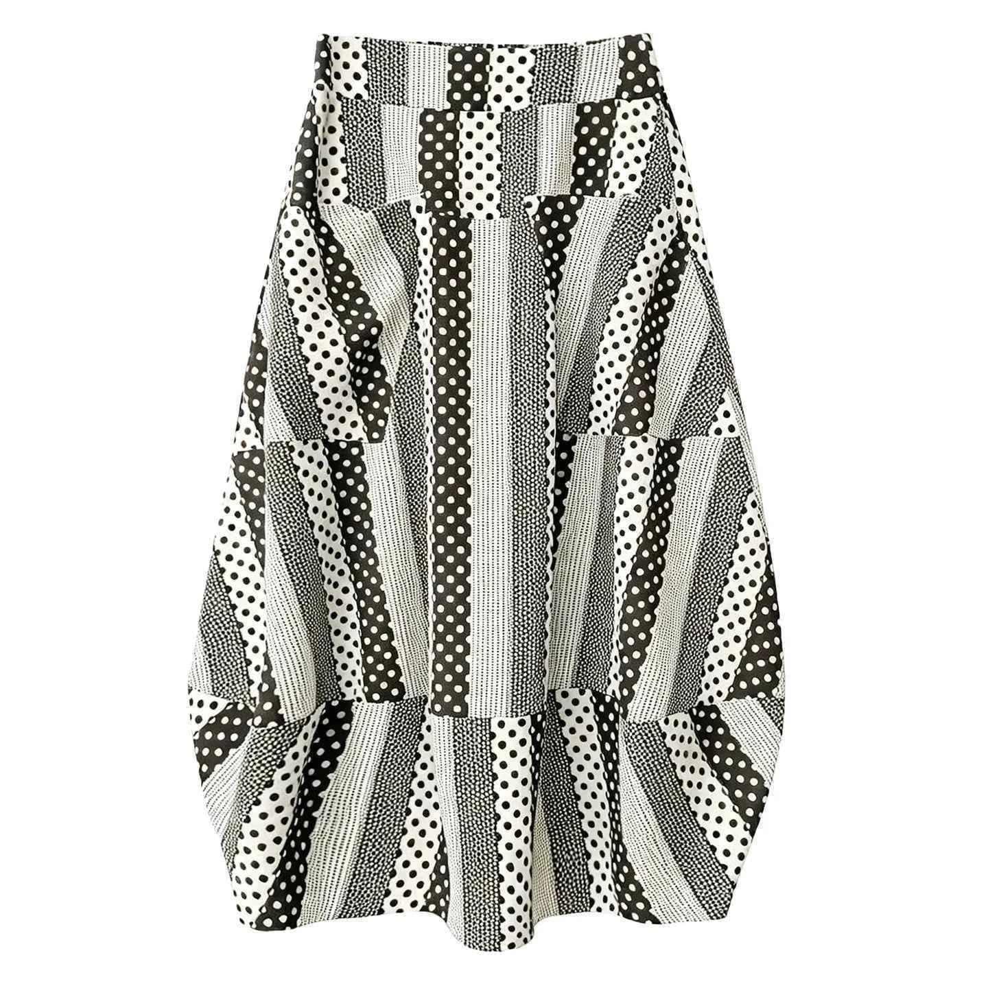 Unique Dot Striped A-Line Skirt