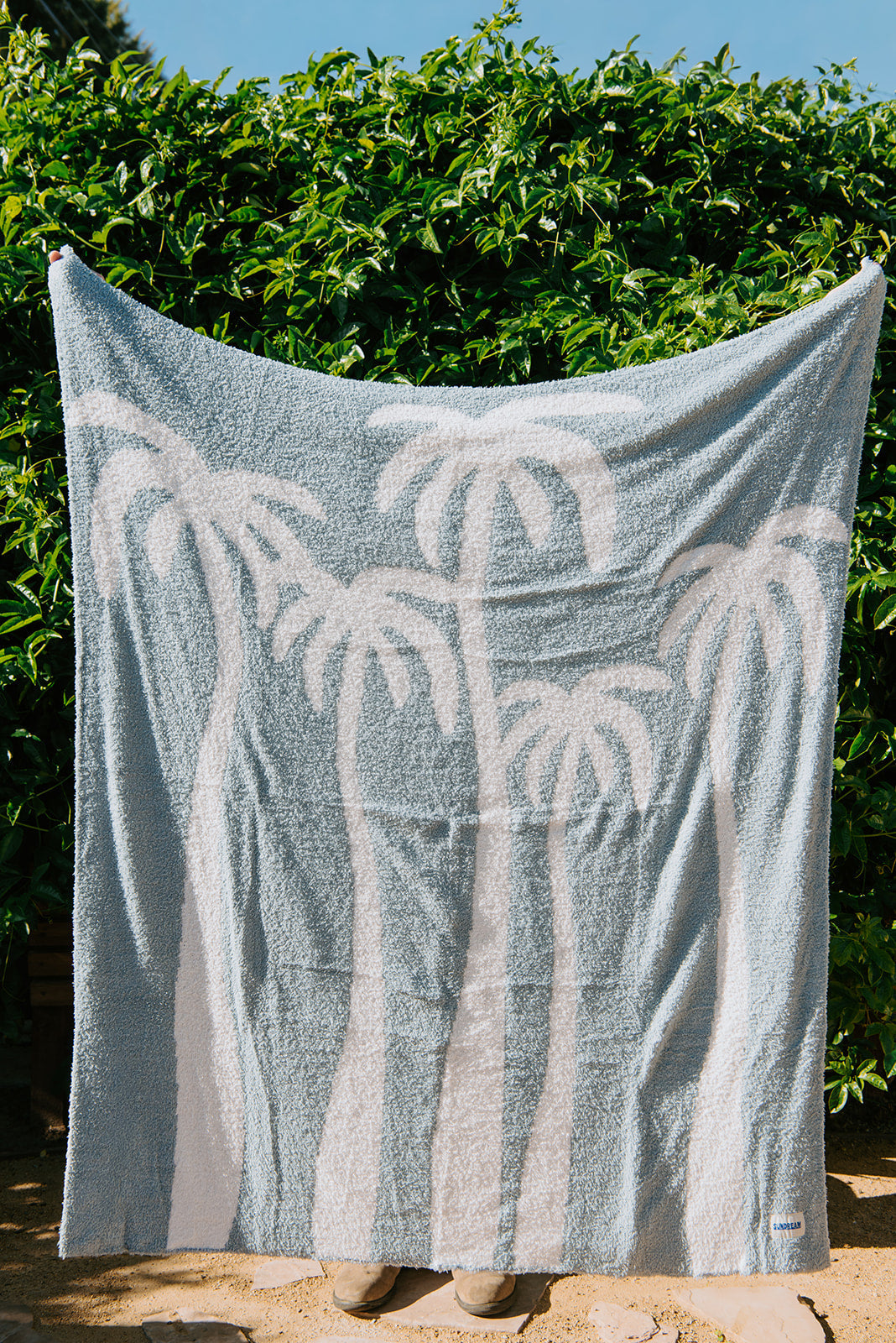Dancing Palms Plush Throw - Chambray