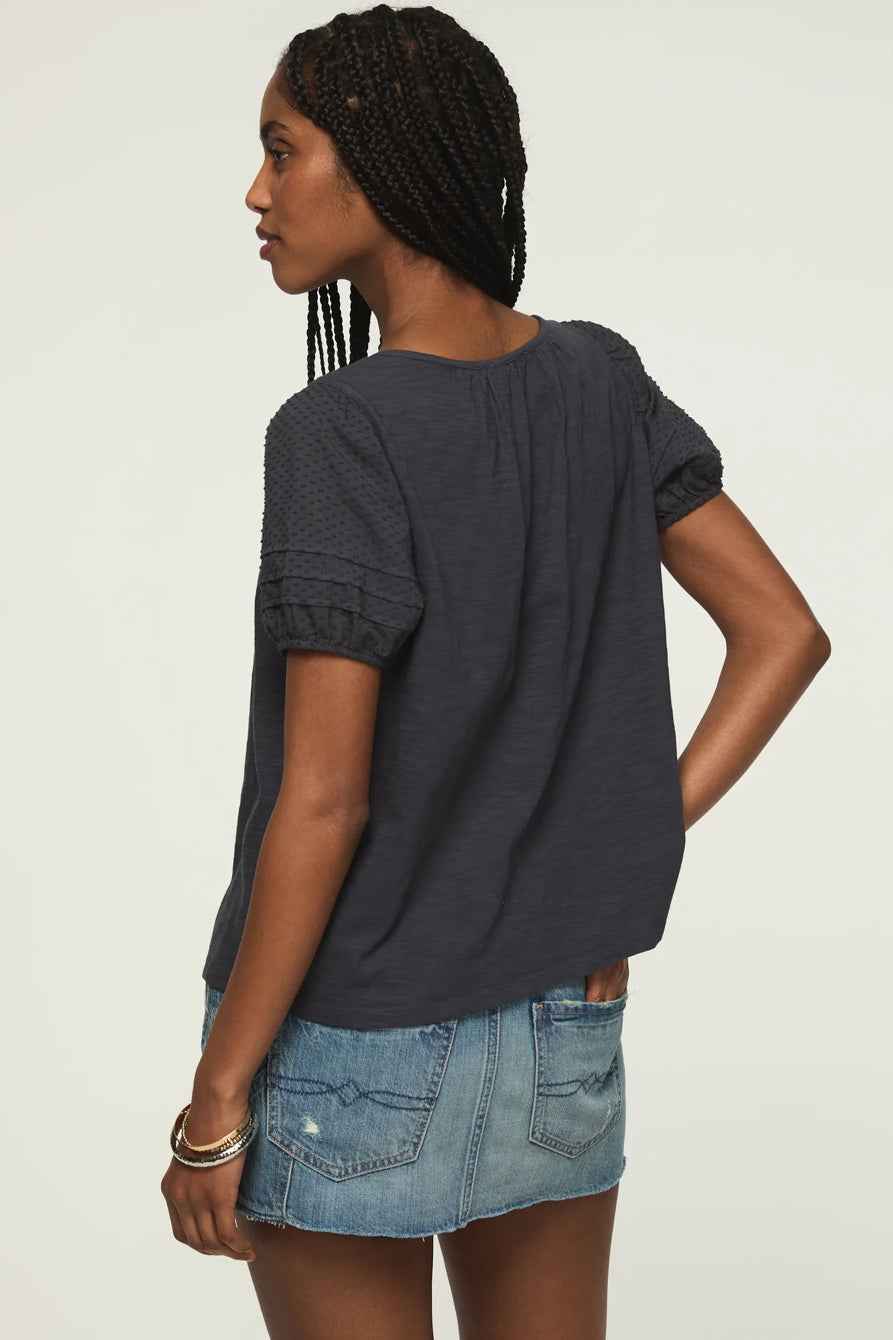 [147172-300] WOMENS LUCKY BRAND SHORT SLEEVE SQUARE NECK TOP - INDIA INK