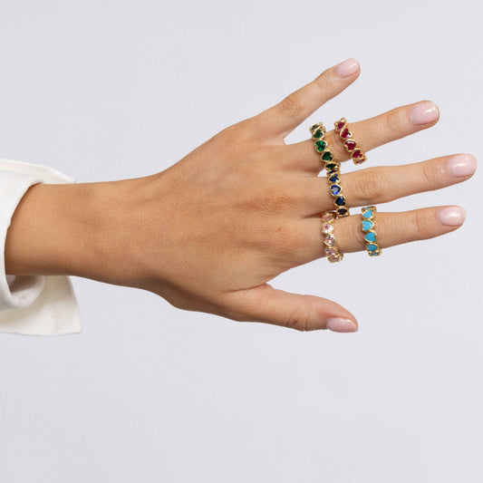 Bezel Heart Ring Emerald