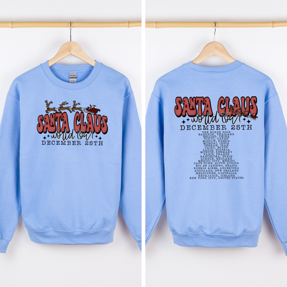 Santa Claus, World Tour, The North Pole, December, Christmas, Retro, Band, Sweatshirt