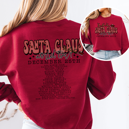 Santa Claus, World Tour, The North Pole, December, Christmas, Retro, Band, Sweatshirt