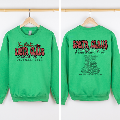 Santa Claus, World Tour, The North Pole, December, Christmas, Retro, Band, Sweatshirt