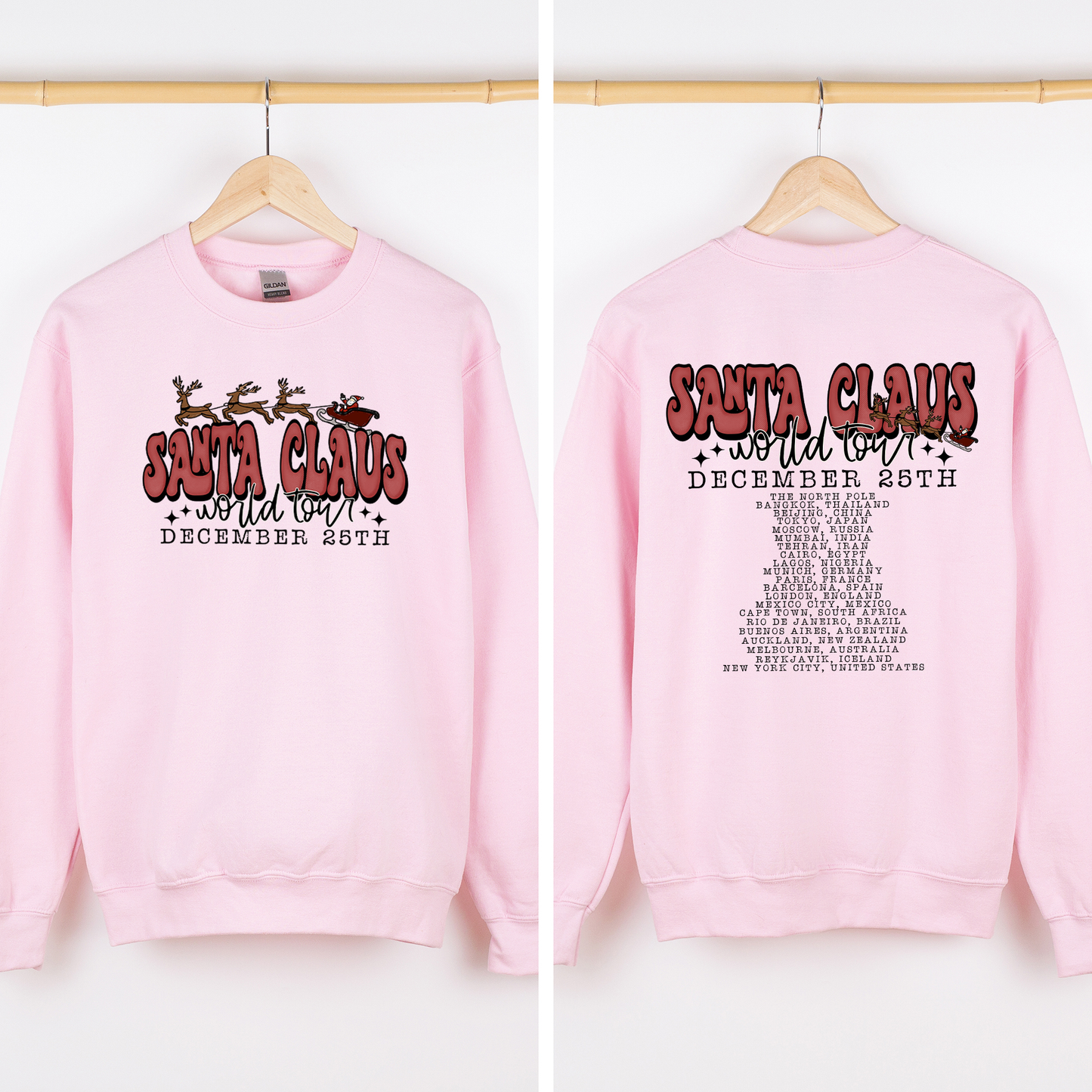 Santa Claus, World Tour, The North Pole, December, Christmas, Retro, Band, Sweatshirt