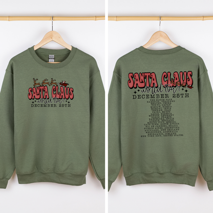 Santa Claus, World Tour, The North Pole, December, Christmas, Retro, Band, Sweatshirt