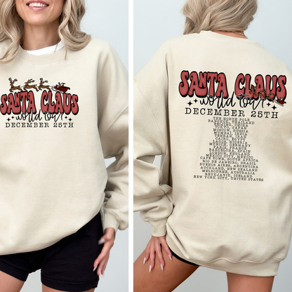 Santa Claus, World Tour, The North Pole, December, Christmas, Retro, Band, Sweatshirt