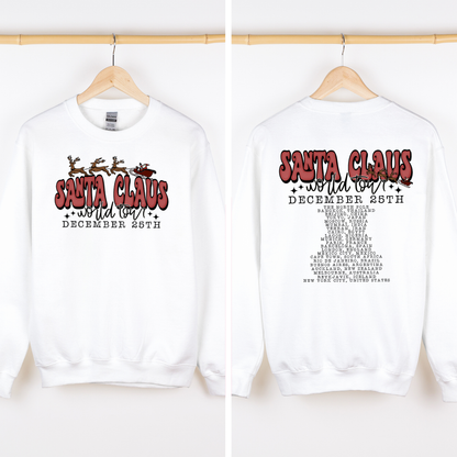 Santa Claus, World Tour, The North Pole, December, Christmas, Retro, Band, Sweatshirt