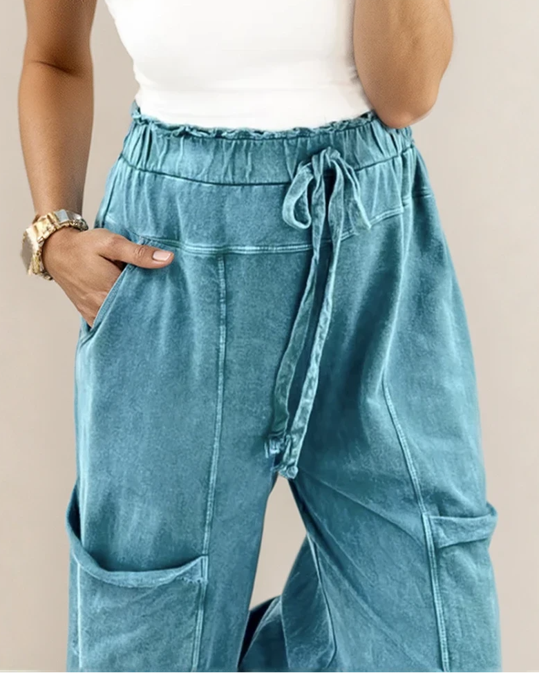 Teagan Raw Hem Pants - Lapis