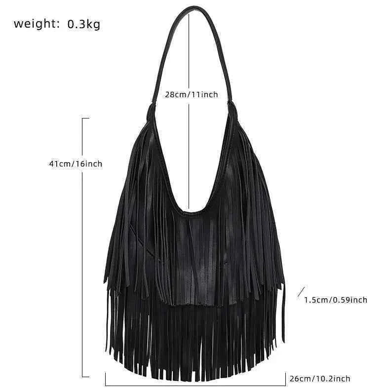 Untamed Leather Fringe Shoulder Bag