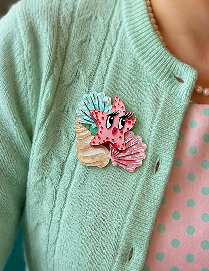 She Sells Seashells Brooch by Miss Fluff x Lipstick & Chrome