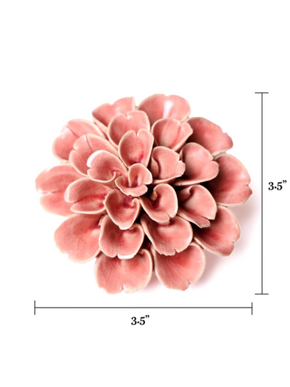 Ceramic Small Pink Dahlia Flower