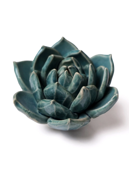 Ceramic Small Teal Succulent - Echeveria