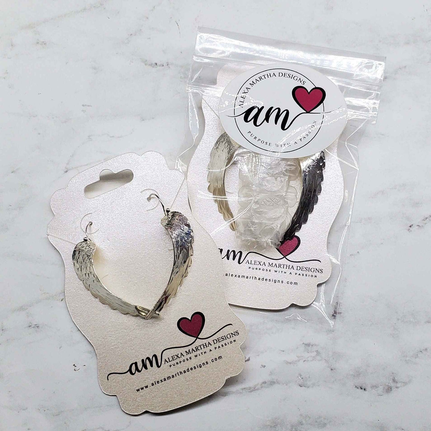 Silver Hammered Sculpted Angel Wing Earrings