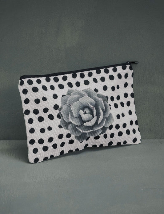 Succulent Polk-A-Dot Cosmetic Pouch, Stocking Stuffer, College Student Gift, Mother's Day Gift, Christmas Gift