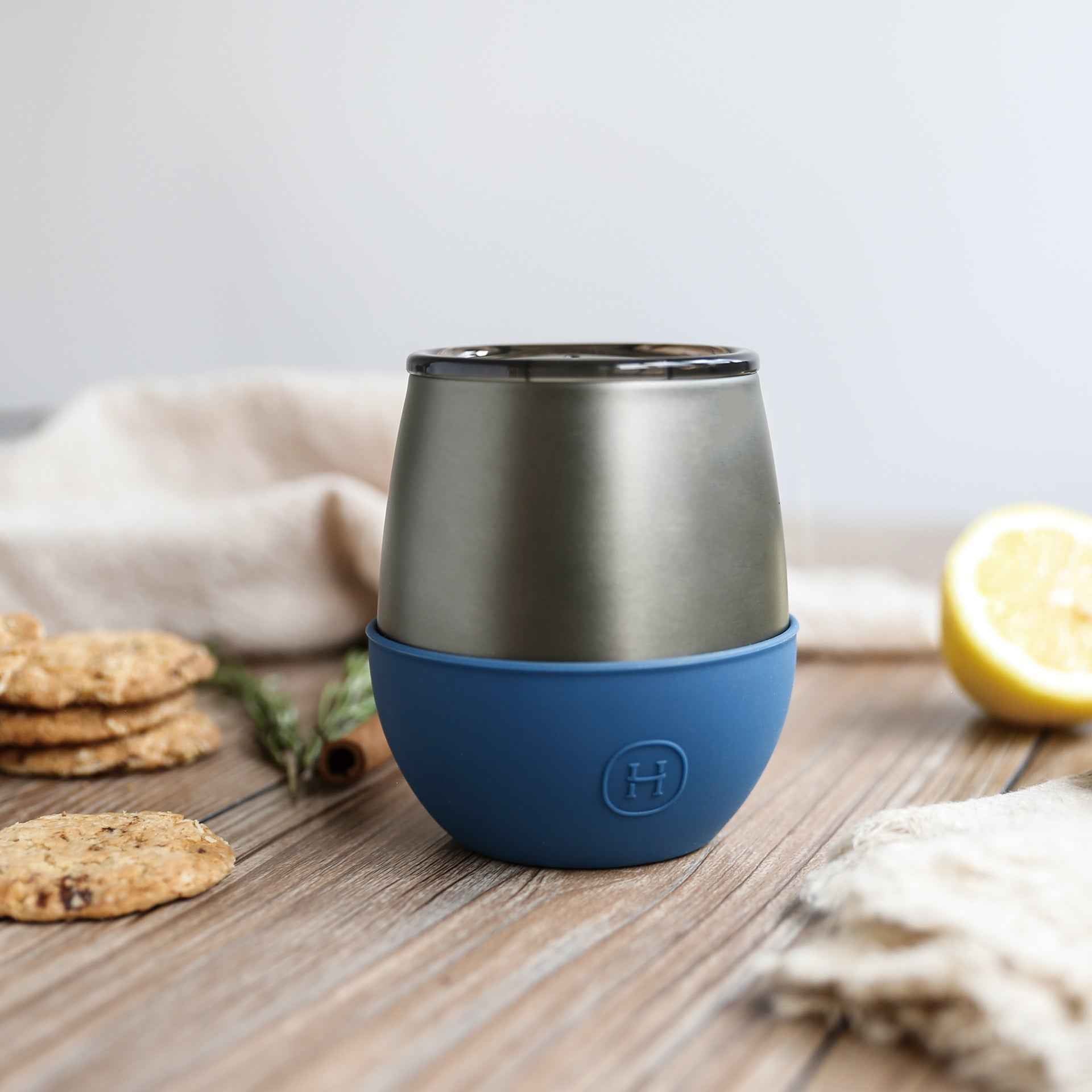 Titanium Grey Tumbler-Navy Blue 8 OZ