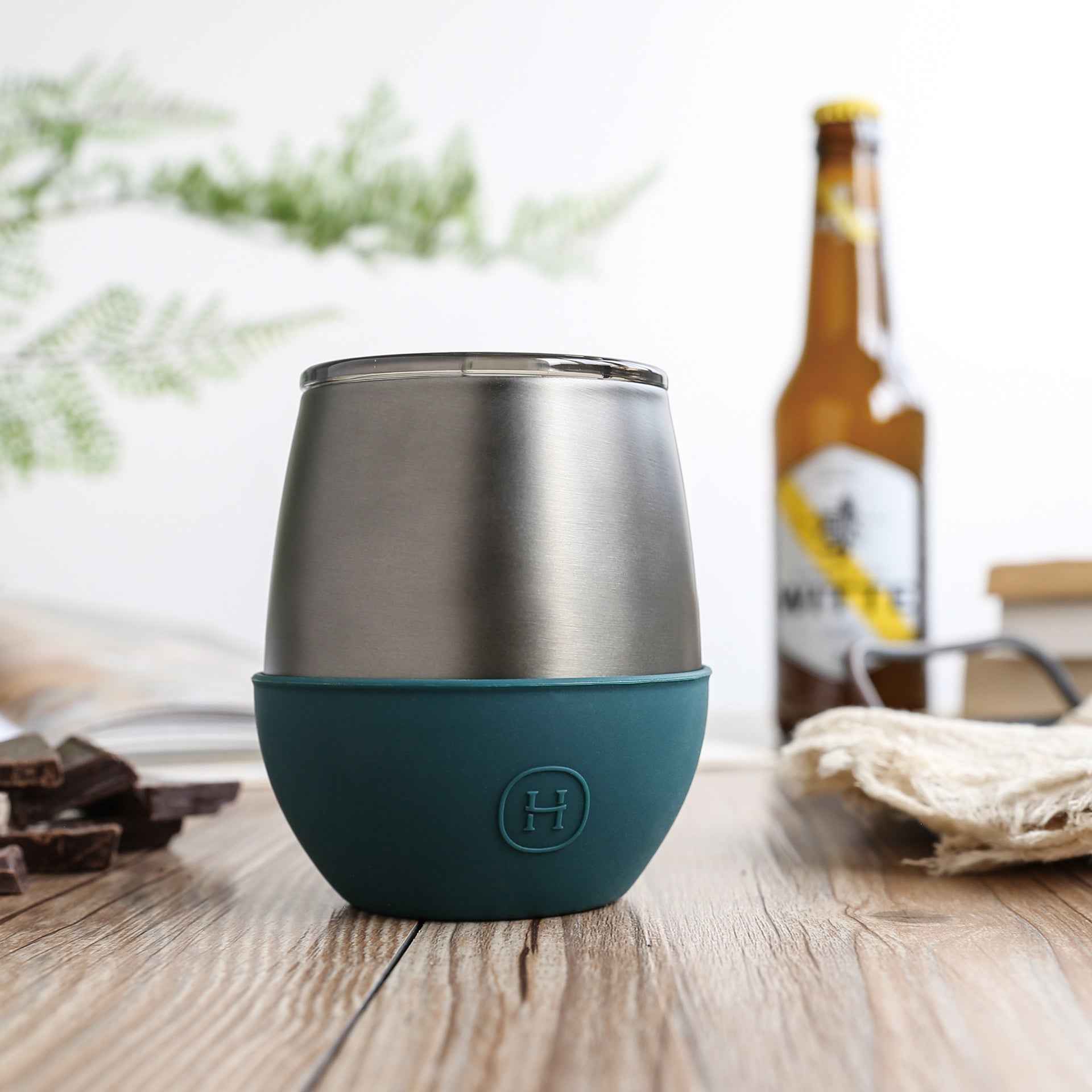 Titanium Grey Tumbler-Peacock Green 8 OZ