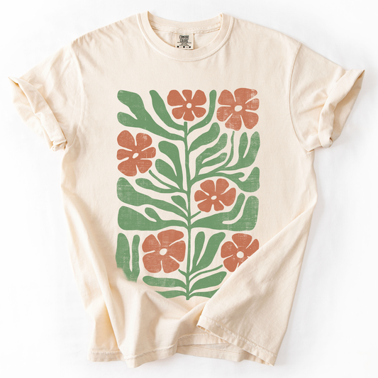 Terracotta Flower Botanical, Vintage Boho, Nature, Comfort Colors T-Shirt
