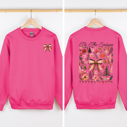 Tis the Season, Christmas, Ribbons, Front and Back, Santa Sweatshirt