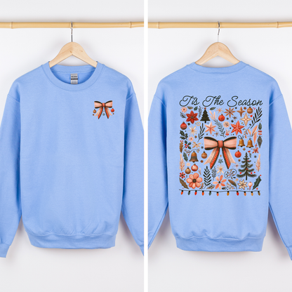 Tis the Season, Christmas, Ribbons, Front and Back, Santa Sweatshirt