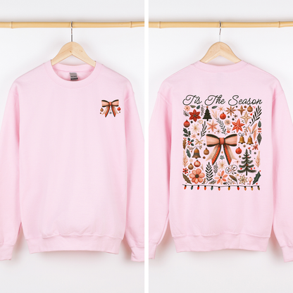 Tis the Season, Christmas, Ribbons, Front and Back, Santa Sweatshirt