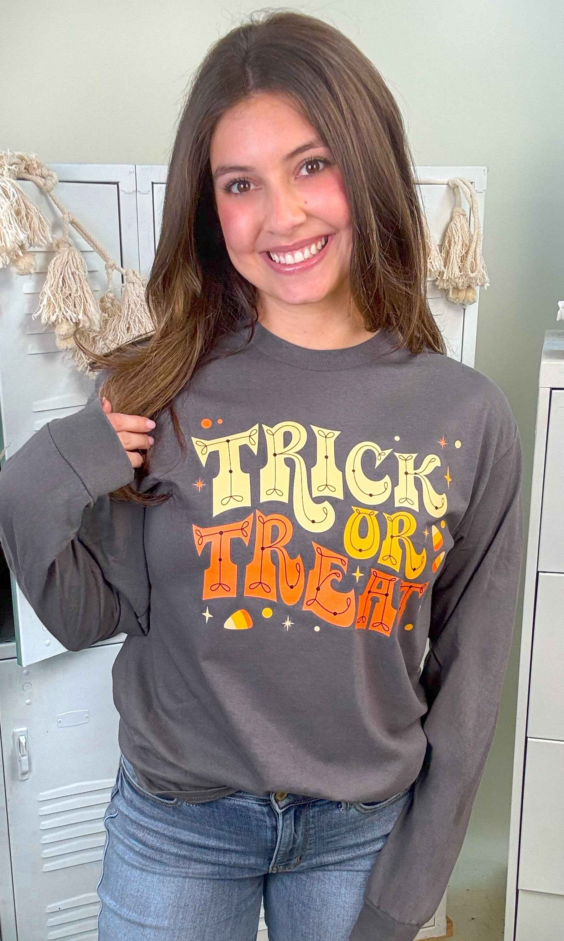 Trick or Treat Halloween Long Sleeve Graphic T-Shirt