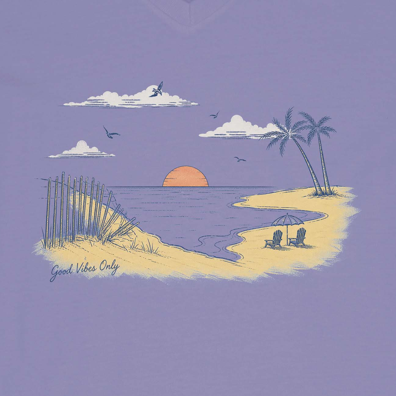 Ocean Sunset Short Sleeve Crusher Vee