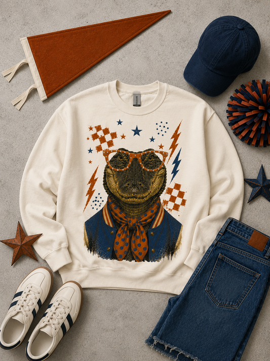 Varsity Specs Rhinestone Gator Spirit Graphic Sweatshirt