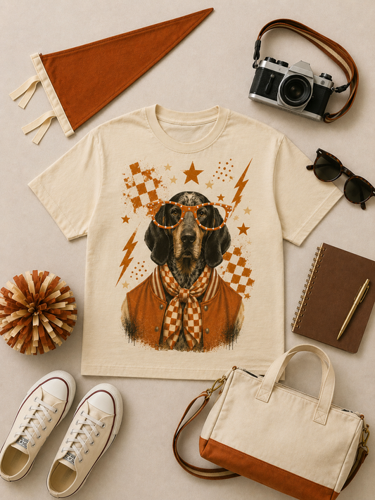 Varsity Specs Rhinestone Hound Spirit Comfort Color Boxy Graphic T-Shirt