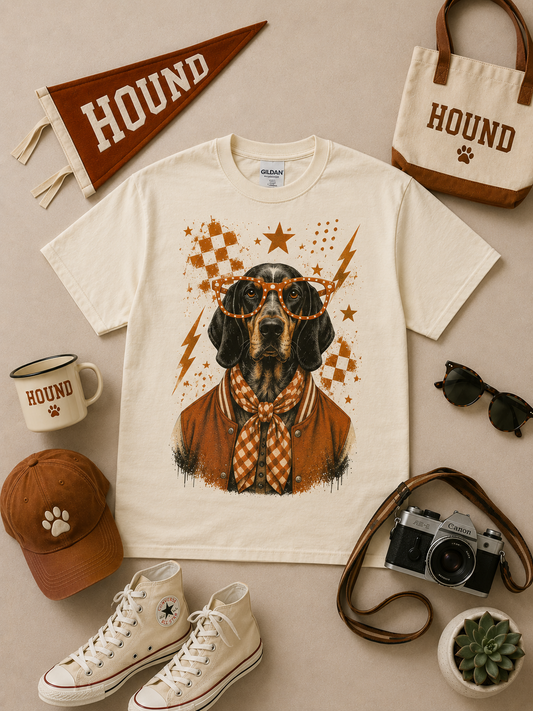 Varsity Specs Rhinestone Hound Spirit Graphic T-Shirt