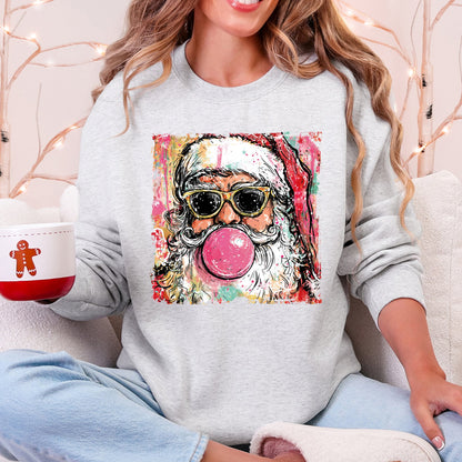 Vintage Santa, Sketched, Christmas, Bubble Gum, Cute Sweatshirt