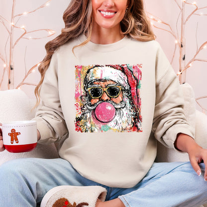 Vintage Santa, Sketched, Christmas, Bubble Gum, Cute Sweatshirt