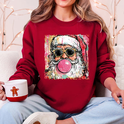 Vintage Santa, Sketched, Christmas, Bubble Gum, Cute Sweatshirt