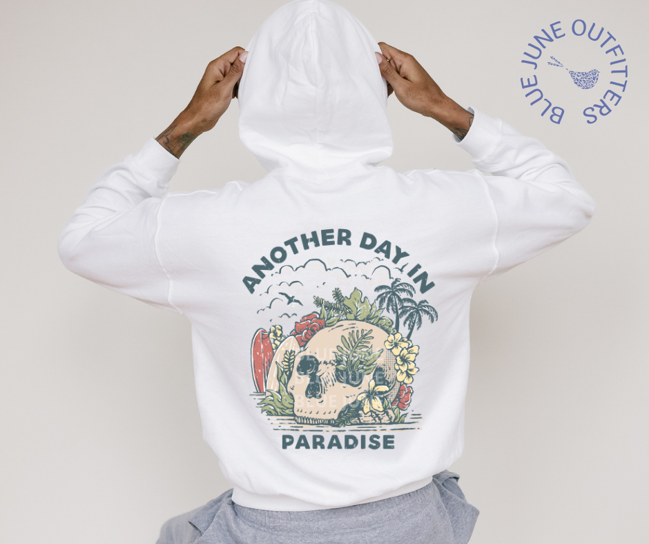 Another Day In Paradise | Unisex Tropical Skull Hoodie