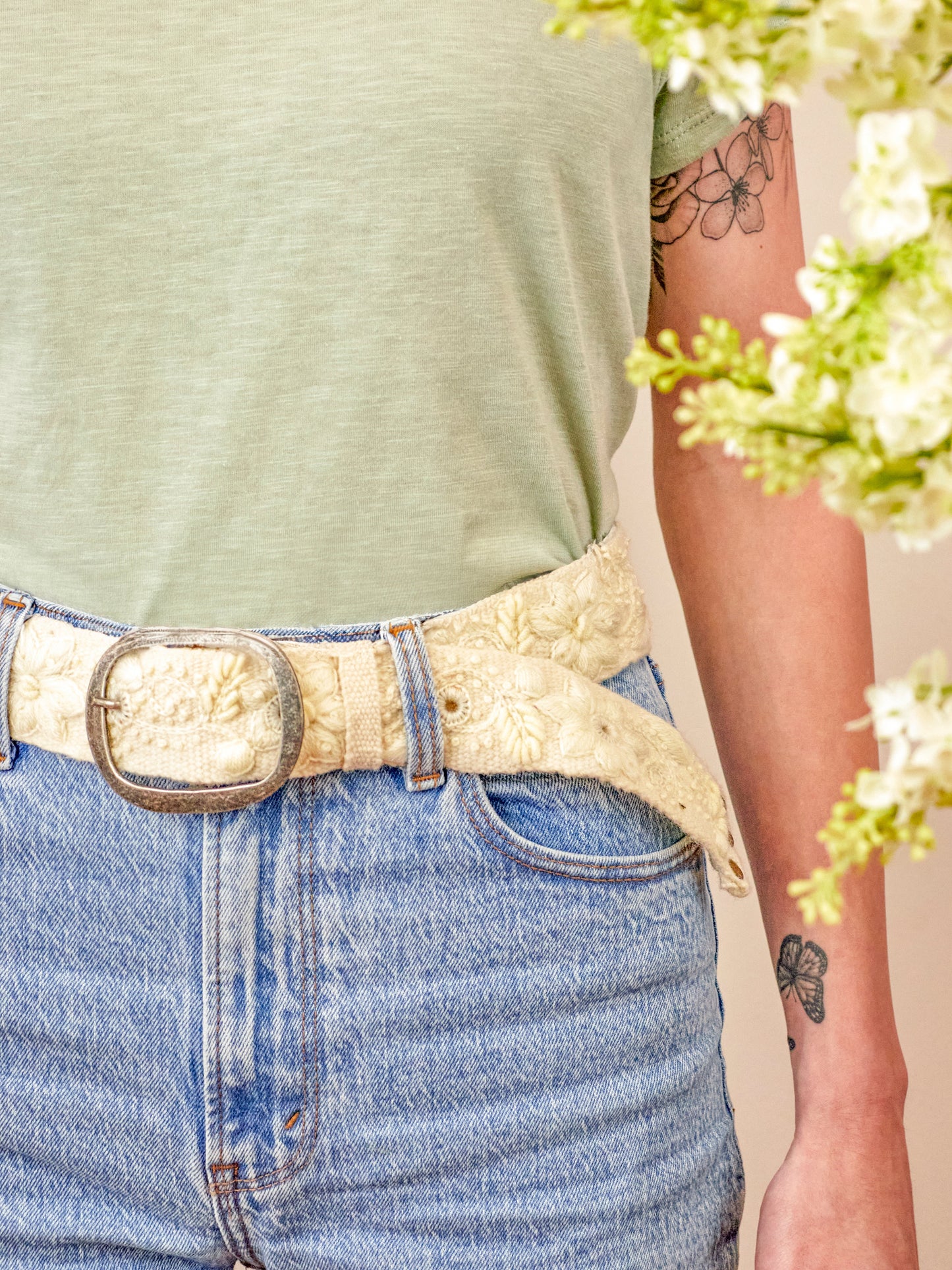 Blanca Flor Embroidered Wide Belt