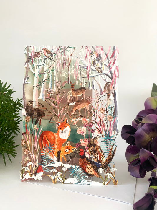 Wild Winter's Song Fox Lasercut Christmas Seasonal Card