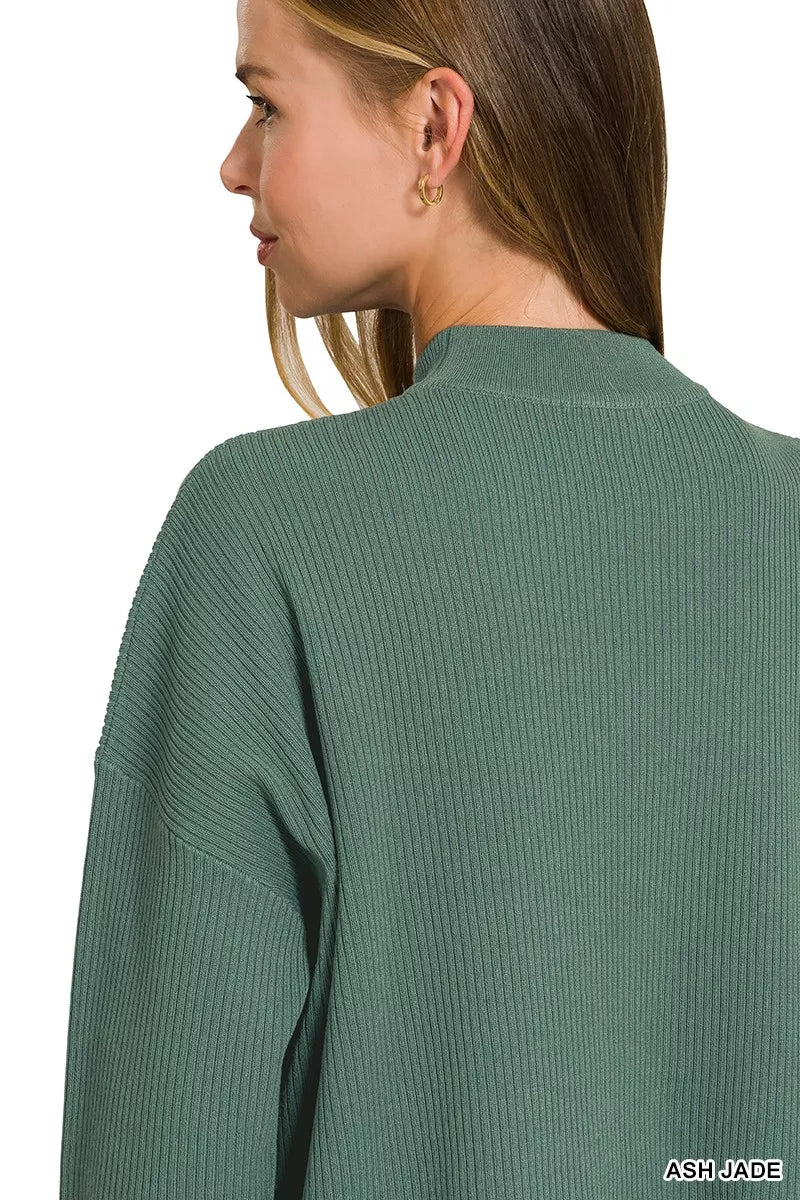 Ash Jade Ribbed Viscose Sweater Top & Pants Set by Zenana