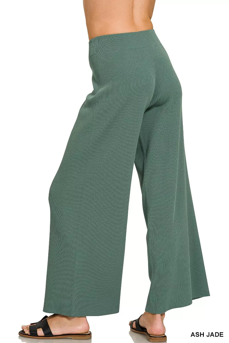 Ash Jade Ribbed Viscose Sweater Top & Pants Set by Zenana