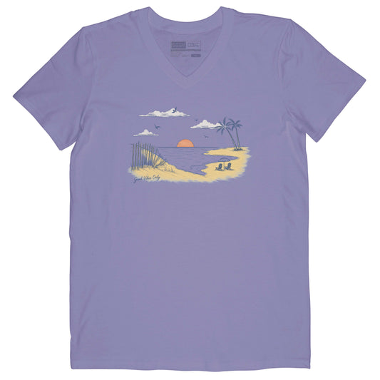 Ocean Sunset Short Sleeve Crusher Vee