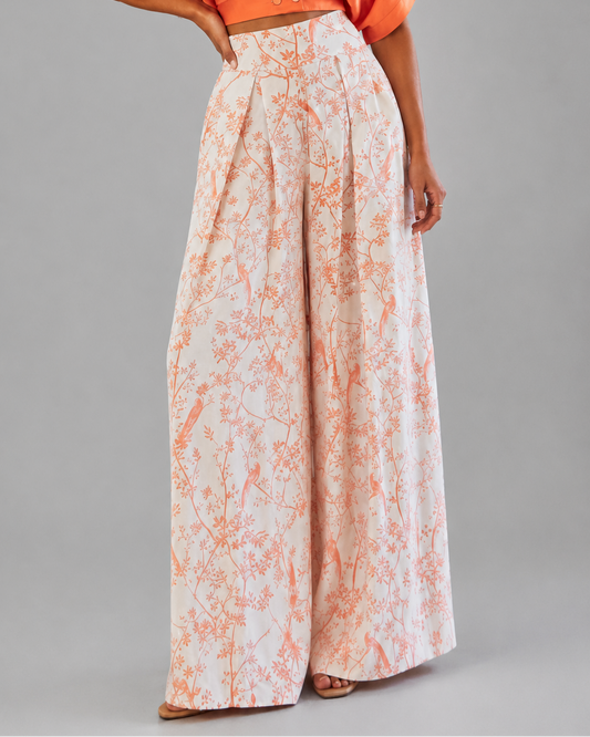 Printed Commuter Wide Leg Pants