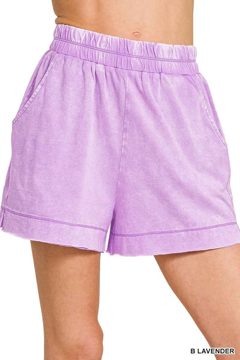 Zenana Acid Washed Oversized Top & Shorts Set