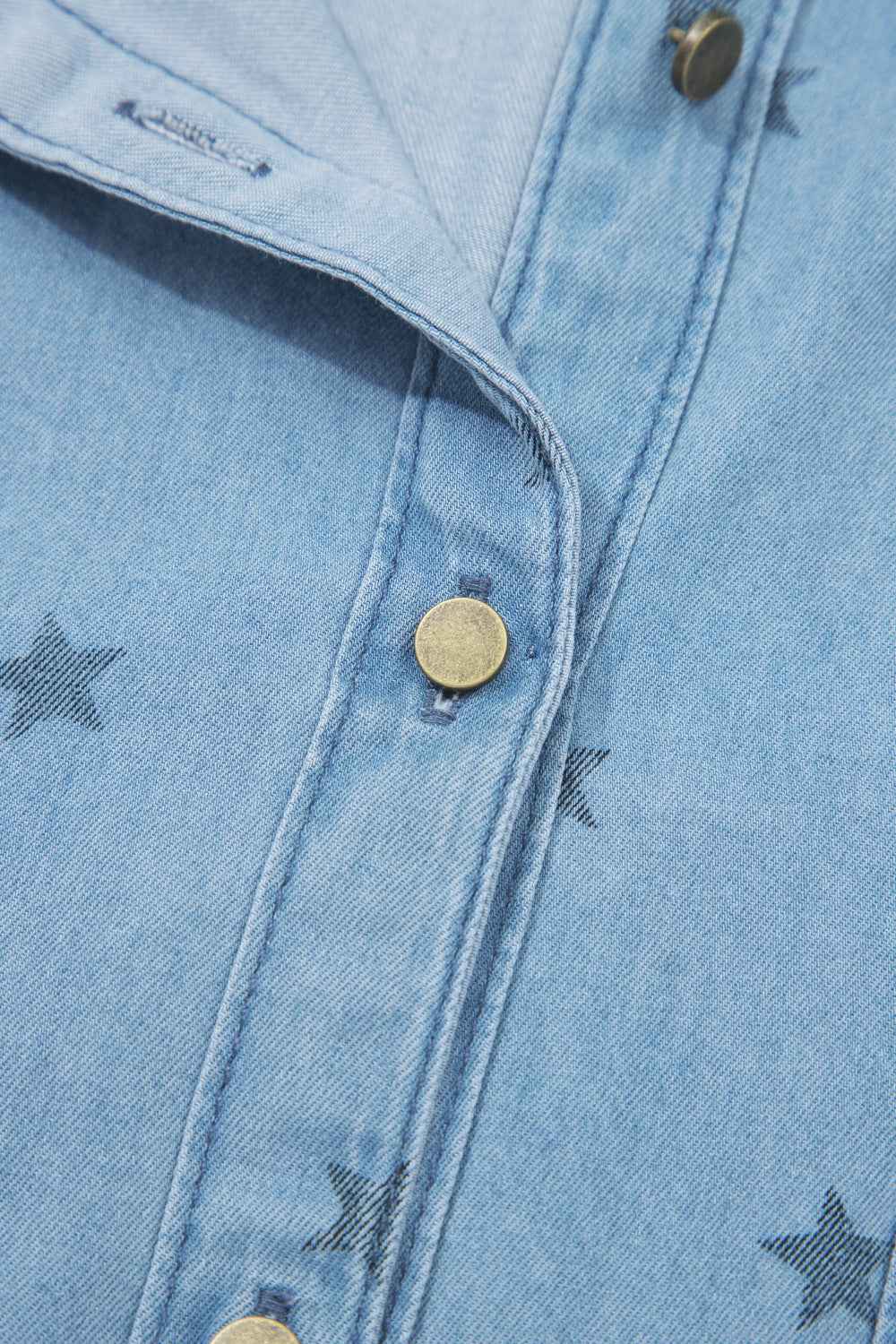 Double Chest Pocket Short Sleeve Denim Shirt