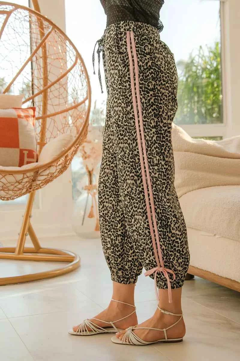 BiBi Leopard Prtins With Side Line Details Drawstrings