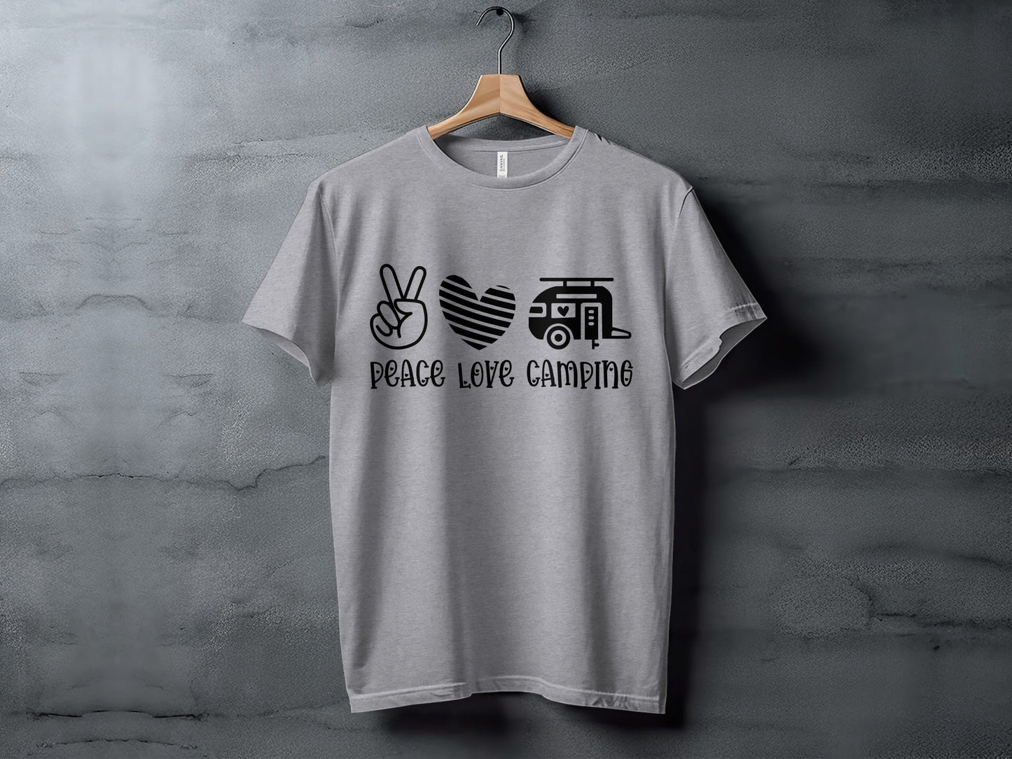 Peace Love Camping Symbol Design Graphic Novelty T-Shirt