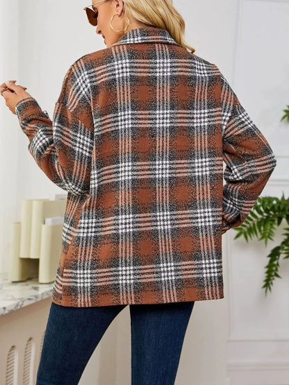 Plaid Button Up Long Sleeve Shacket