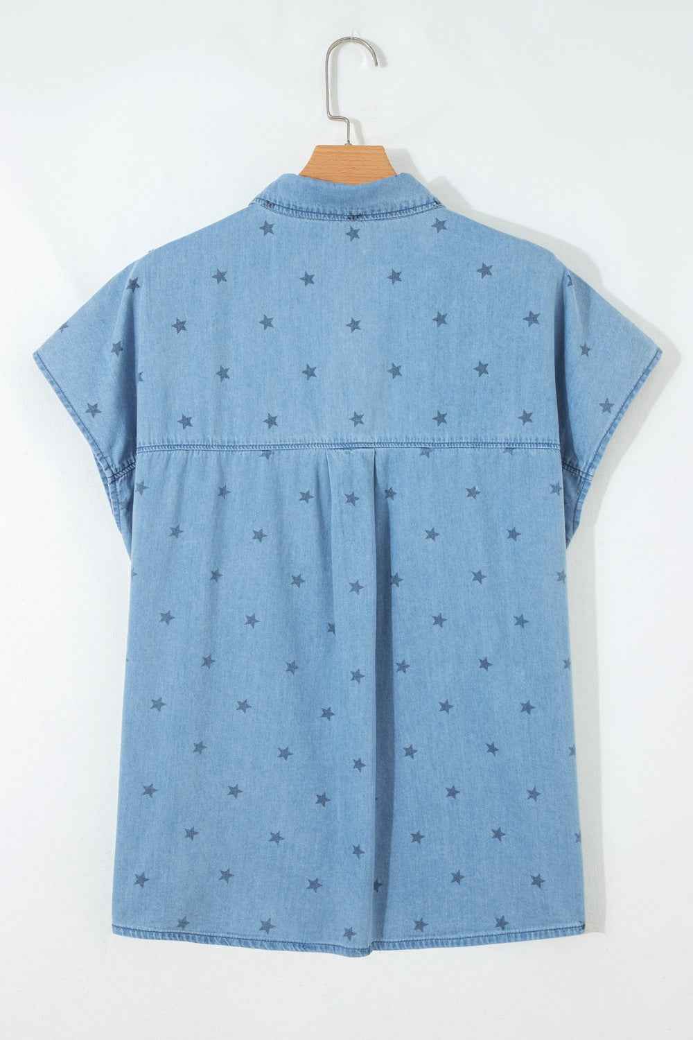 Double Chest Pocket Short Sleeve Denim Shirt