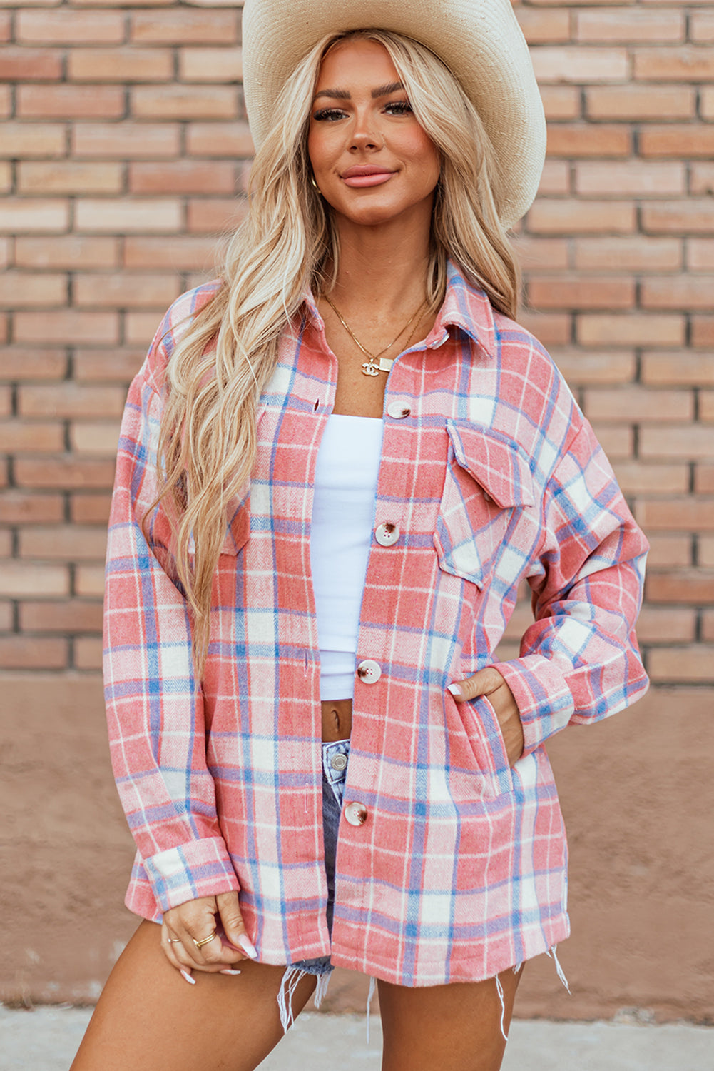 Plaid Button Up Shacket
