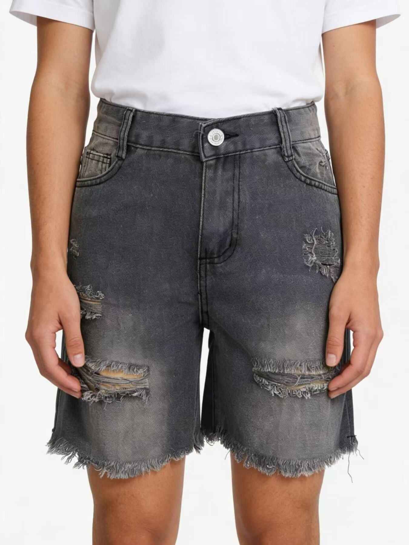 Full Size Ripped Frayed Hem Denim Shorts Plus Size
