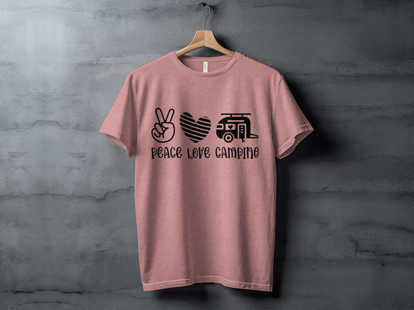 Peace Love Camping Symbol Design Graphic Novelty T-Shirt
