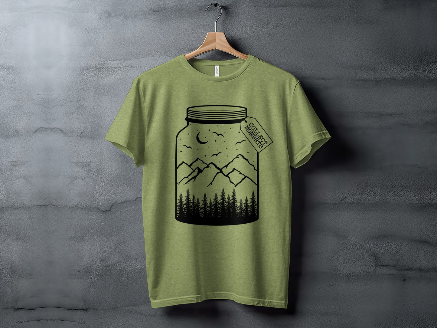 Collect Moments Jar with Mountains Scene Design T-Shirt